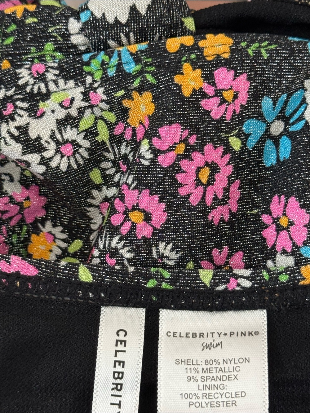 Celebrity Pink Glittering Floral Cutout One-Piece Swimsuit Bows - Picture 15 of 16